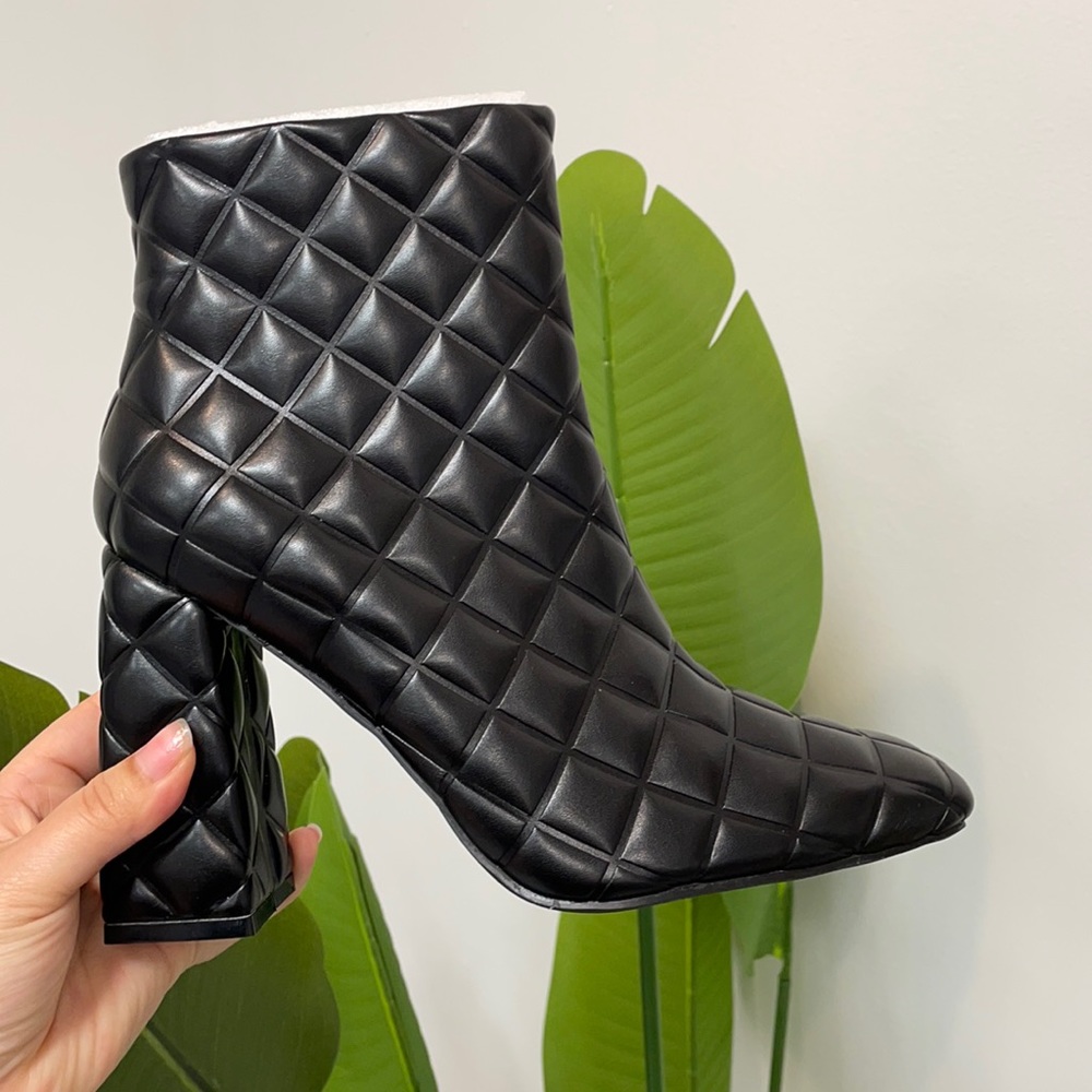 Quilted Bootie With Chunky Heel